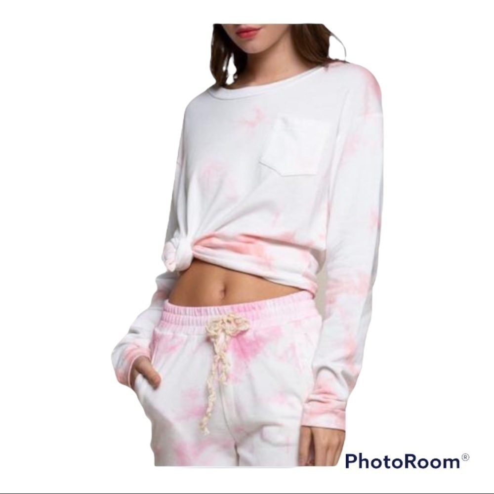 POL Jojo pink tie dye crew